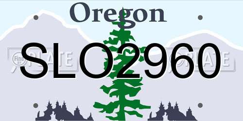 SLO2960 Oregon License Plate