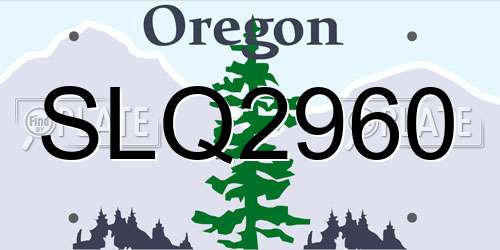 SLQ2960 Oregon License Plate