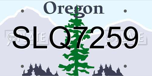SLQ7259 Oregon License Plate