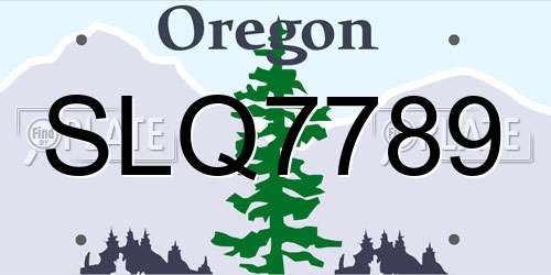 SLQ7789 Oregon License Plate
