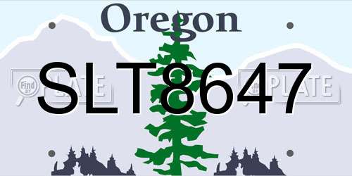 SLT8647 Oregon License Plate