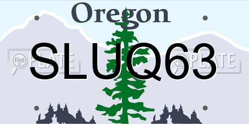 SLUQ63 Oregon License Plate
