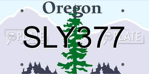 SLY377 Oregon License Plate