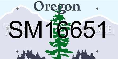 SM16651 Oregon License Plate