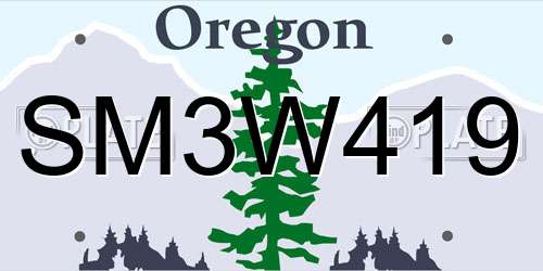 SM3W419 Oregon License Plate