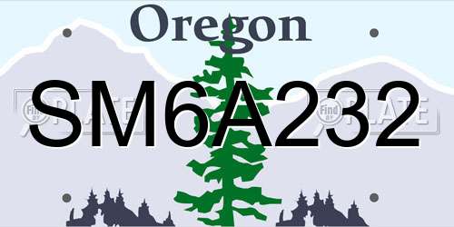SM6A232 Oregon License Plate