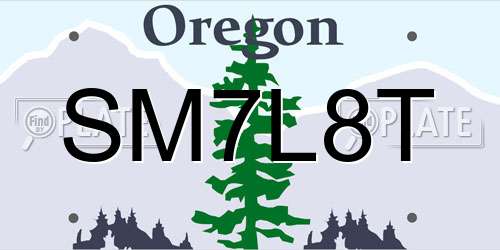SM7L8T Oregon License Plate