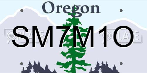 SM7M1O Oregon License Plate