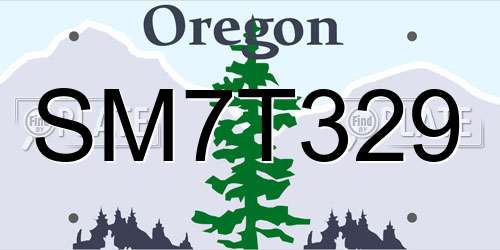 SM7T329 Oregon License Plate