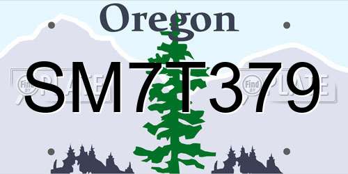 SM7T379 Oregon License Plate