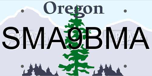 SMA9BMA Oregon License Plate