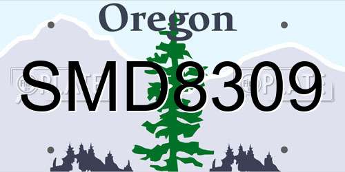 SMD8309 Oregon License Plate