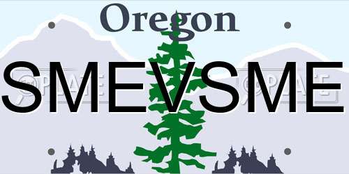 SMEVSME Oregon License Plate