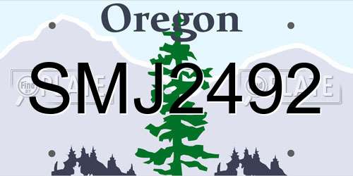 SMJ2492 Oregon License Plate