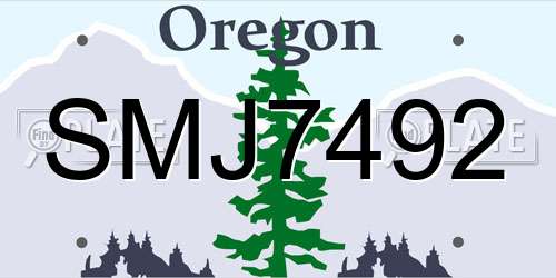 SMJ7492 Oregon License Plate