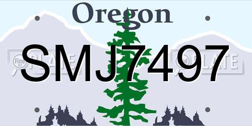 SMJ7497 Oregon License Plate