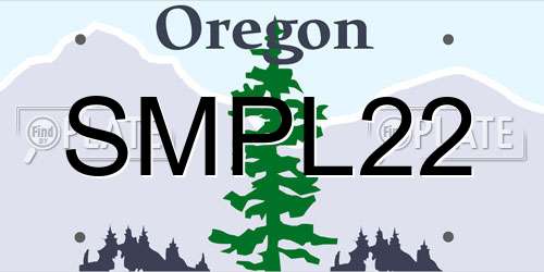 SMPL22 Oregon License Plate