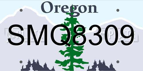 SMQ8309 Oregon License Plate