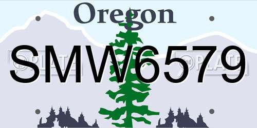 SMW6579 Oregon License Plate