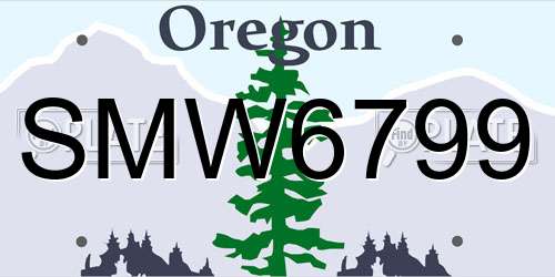SMW6799 Oregon License Plate