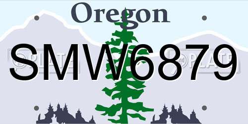 SMW6879 Oregon License Plate