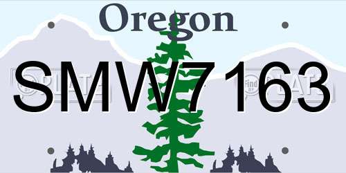 SMW7163 Oregon License Plate