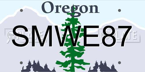 SMWE87 Oregon License Plate