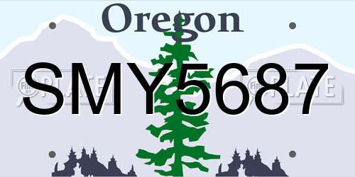 SMY5687 Oregon License Plate