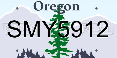 SMY5912 Oregon License Plate