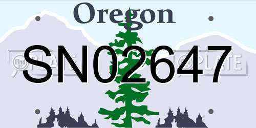 SN02647 Oregon License Plate