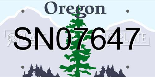 SN07647 Oregon License Plate