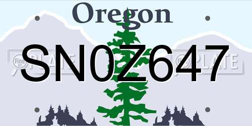 SN0Z647 Oregon License Plate
