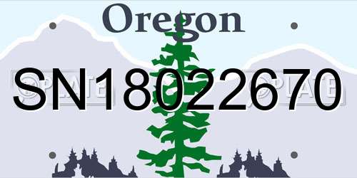 SN18022670 Oregon License Plate