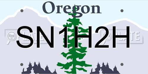 SN1H2H Oregon License Plate