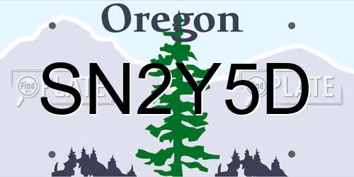 SN2Y5D Oregon License Plate