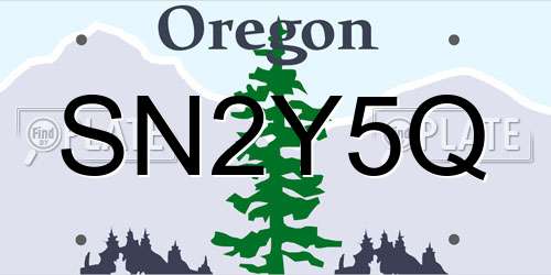 SN2Y5Q Oregon License Plate
