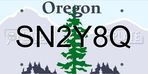 SN2Y8Q Oregon License Plate