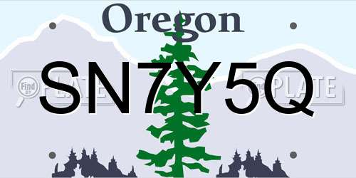 SN7Y5Q Oregon License Plate