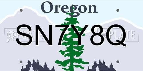 SN7Y8Q Oregon License Plate