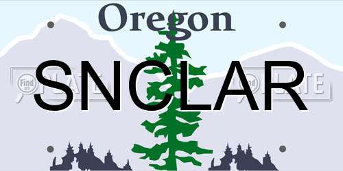 SNCLAR Oregon License Plate