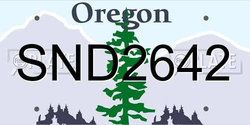 SND2642 Oregon License Plate