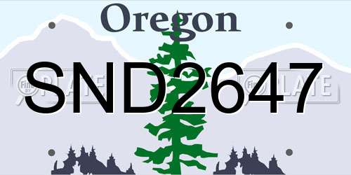 SND2647 Oregon License Plate