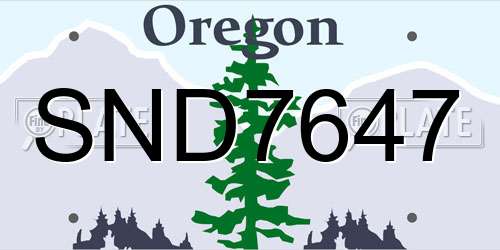 SND7647 Oregon License Plate