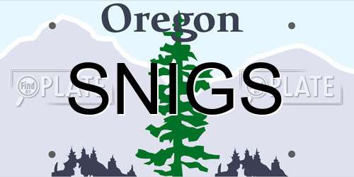 SNIGS Oregon License Plate