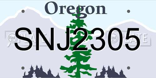 SNJ2305 Oregon License Plate