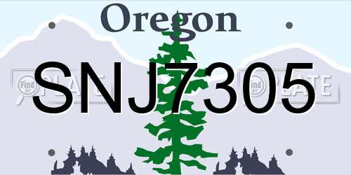 SNJ7305 Oregon License Plate