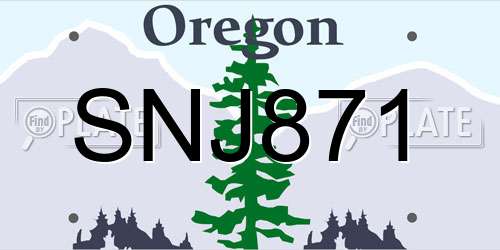 SNJ871 Oregon License Plate