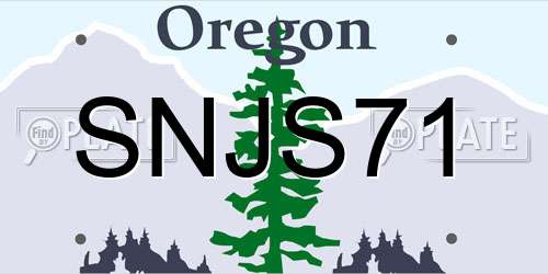 SNJS71 Oregon License Plate