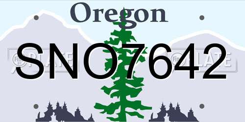 SNO7642 Oregon License Plate