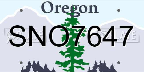 SNO7647 Oregon License Plate